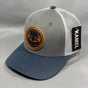 Kamel Hunting Snapback Cap Hat Gray Western Trucker Outdoor Leather Patch Mens
